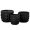 Urban Trends Collection Ceramic Round Pot with Banded Top and Embossed Broken Line Pattern Design Body and Tapered Bottom Set of Three Matte